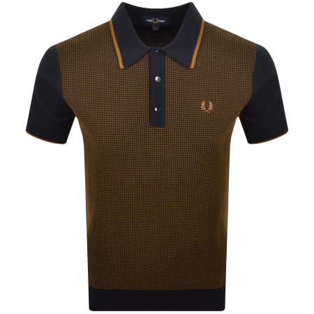 Fred Perry Waffle Knit Polo T Shirt Navy | Mainline Menswear us